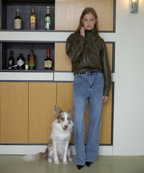 Vegan leather bomber Куртка (Brown)