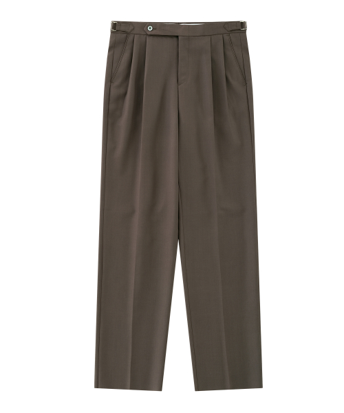 Wool Gabardine 2Pleats relaxed Брюки (Brown)