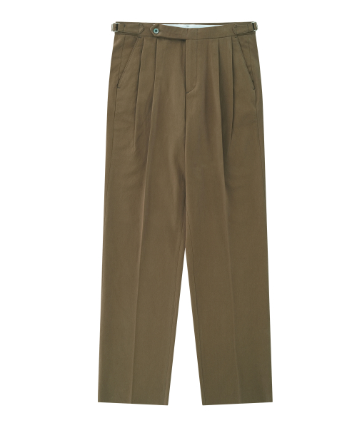 Cotton peach finish 2Pleats relaxed Chino (Beige)