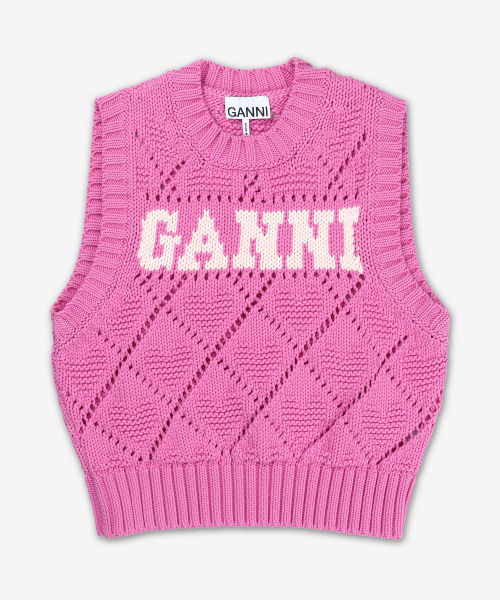 Короткий хлопковый жилет с веревкой - Rose Violet / K2317295
