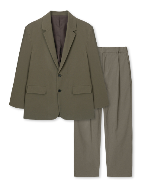 Оверсайз костюм из хлопка с жакетом Dark Beige