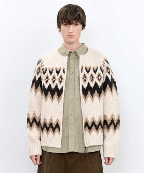 MUSINSA公式 | INSILENCE Nordic Round Zip-up BEIGE 
