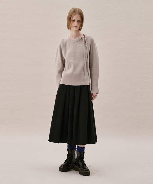 TIE RIBBED SWEATER_MOCHA
