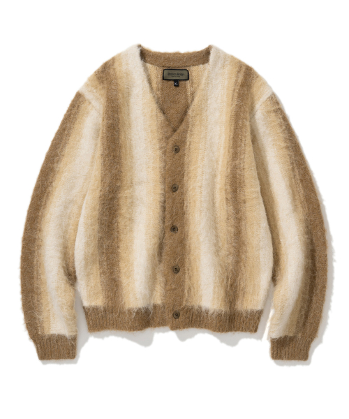 mohair stripe cardigan beige