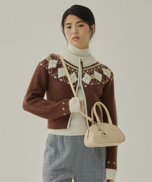 Женский кардиган на молнии Nordic Knit Brown