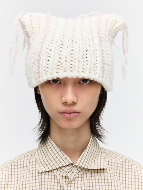 플리즈프로젝트(PLZPROJECT) 24 PUSSYCAT KNIT HAT, IVORY