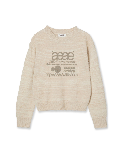 WEB LOGO CROP HAIRY KNIT [IVORY]