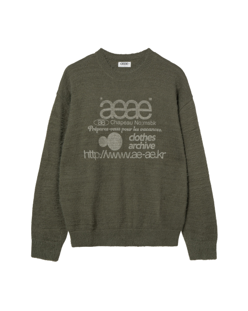 WEB LOGO HAIRY KNIT [KHAKI]