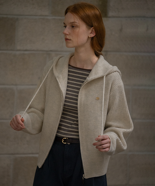 노운베러 Daily hood zip up knit cardigan_[2color]