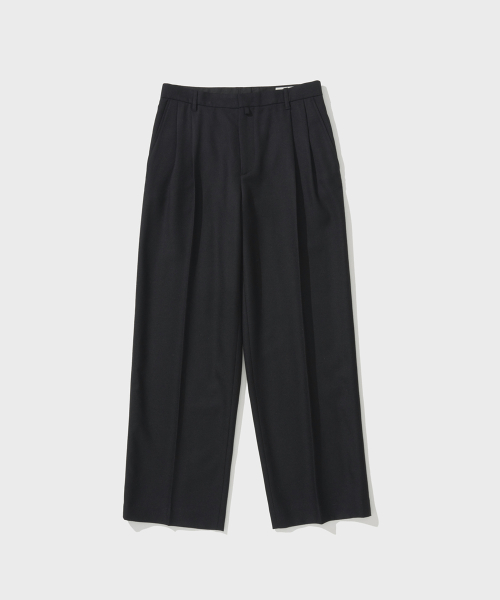 TWO PLEATS WOOL PANTS (BLACK)