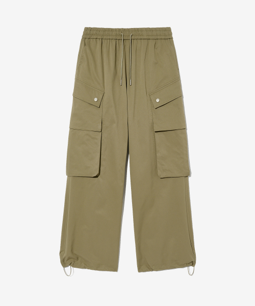 Свободные брюки на резинке с большими карманами_Beige