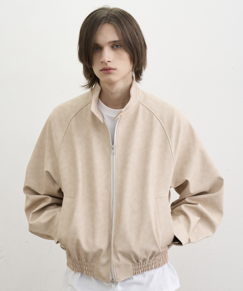 Харрингтон бомбер с эффектом трещин, Beige