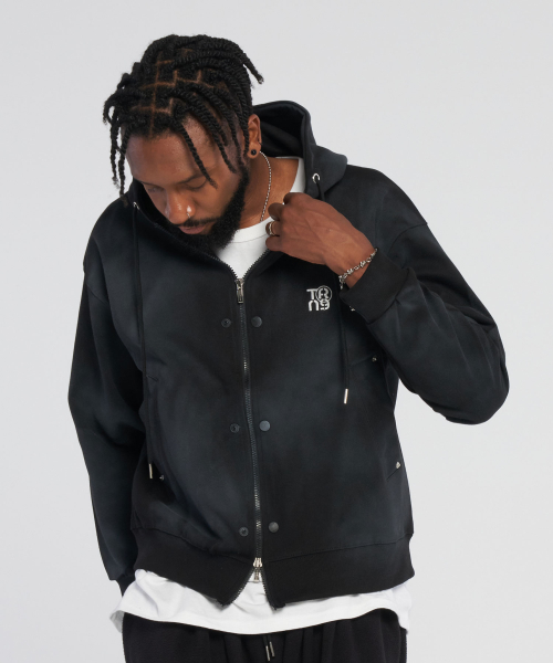 Spray-to-Way Hooded Zip-Up_Black