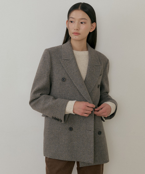 wool double classic jacket-ash.brown
