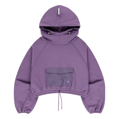 Укороченное худи с большими карманами Dark Purple