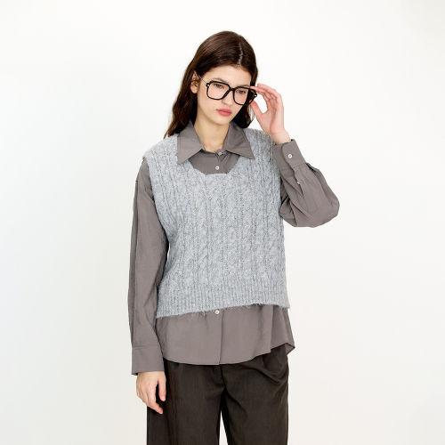 AR_Classic pastel cable vest_5color