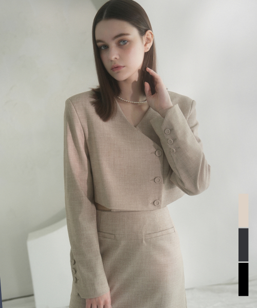 Y-neck Crop Jacket - 3COL