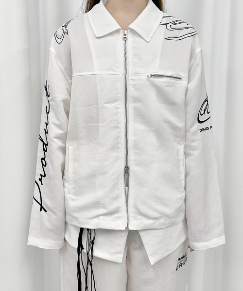 NYLON LOGO BLOUSON JACKET, WHITE