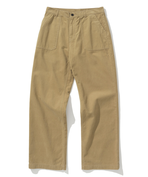peach cotton fatigue pants regular fit beige