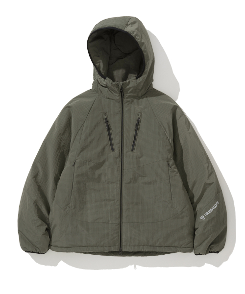 primaloft hood jacket olive