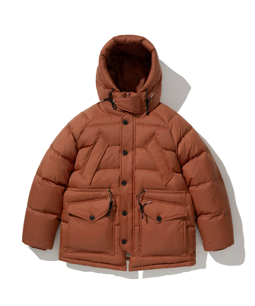 shelter duck down parka brick red