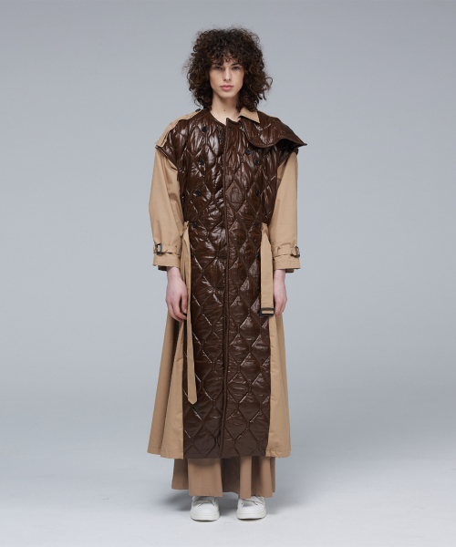 Quilting mix trench coat