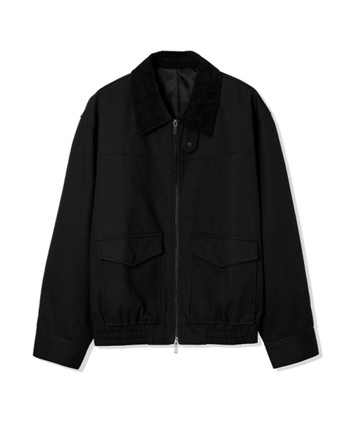 Мужской бомбер с контрастным воротником (BLACK) (HAAUJ1A)