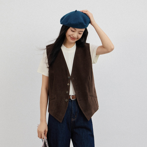 LS_Vintage loose velvet vest