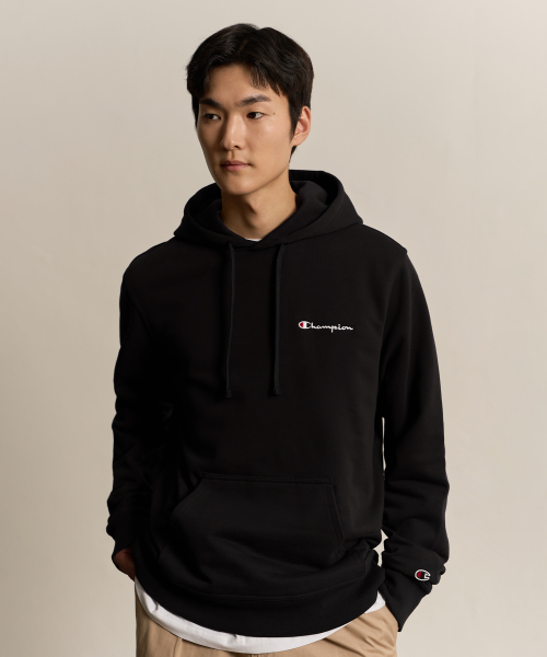 스몰 스크립트 로고 후드 티셔츠 Black