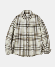 Down Button Collar Point Creamy Check Shirt S153