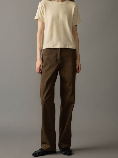 Cotton detail pants (Brown)