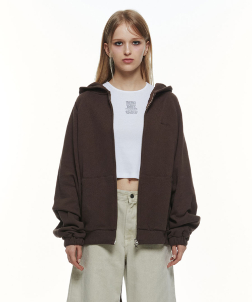 OVERFIT HOOD ZIP-UP (BROWN)