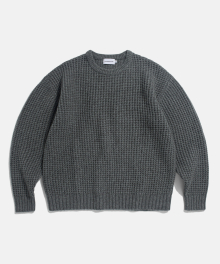 Heavyweight Waffle Knit Sweater Grey