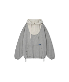 Wrap Half Zip Hoodie - Melange Grey & Oatmeal