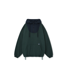 Wrap Half Zip Hoodie - Green & Navy