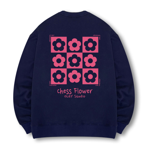 Свитшот Chess Flower [Navy] (с начесом на выбор)