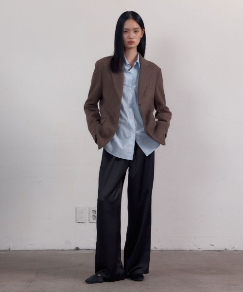 Over Wool Single Jacket (Khaki Brown)