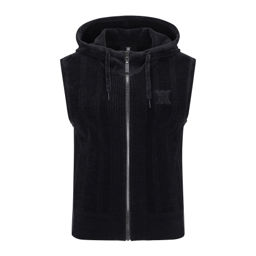 W CHENILLE KNIT HOODY VT_BK