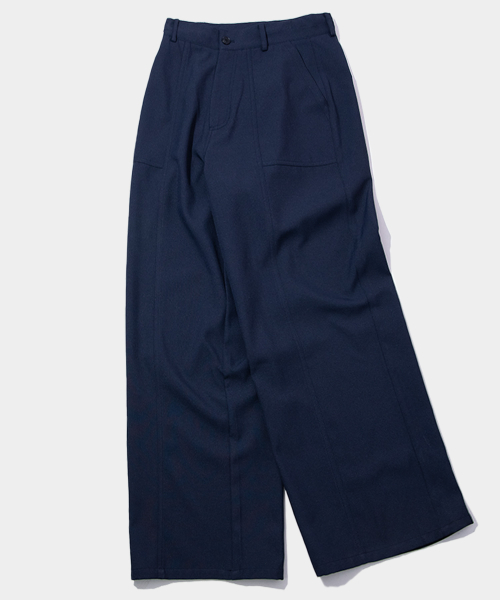 Классические широкие брюки от костюма из полиэстера, Navy