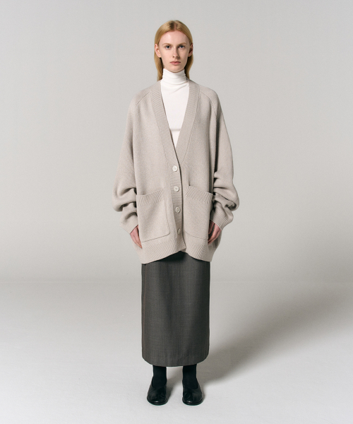 Оверсайз шерстяной кардиган (Light Grey)