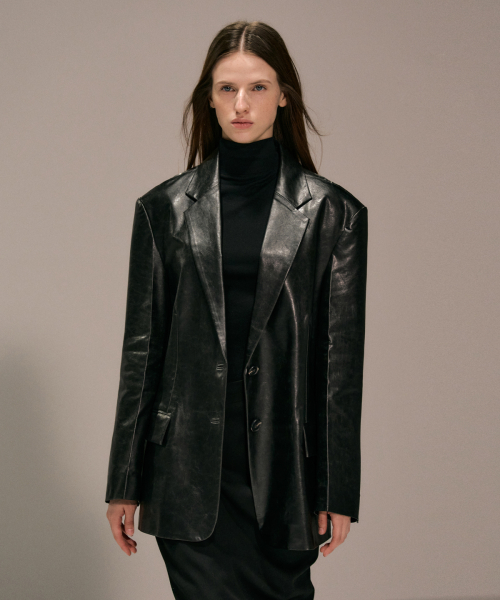 Кожаная куртка оверсайз (black)