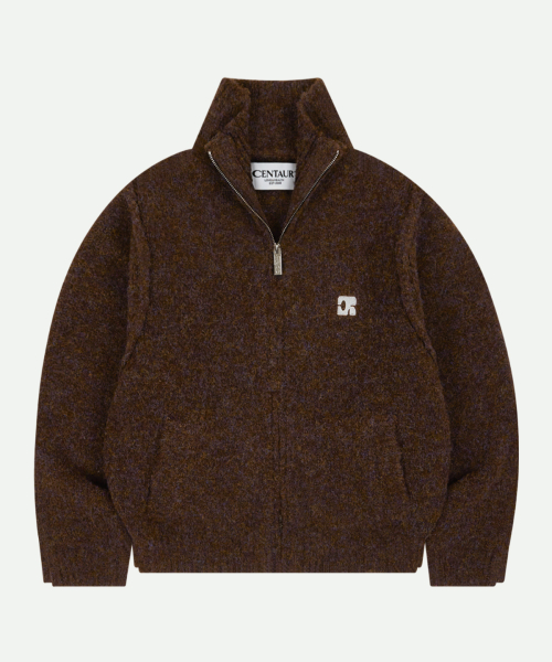 CENTAUR CALMING KNIT ZIP-UP_BROWN