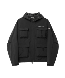 Multi Pocket Hood Jacket - Black