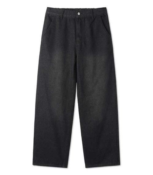 Широкие джинсы на резинке [WASHED BLACK]