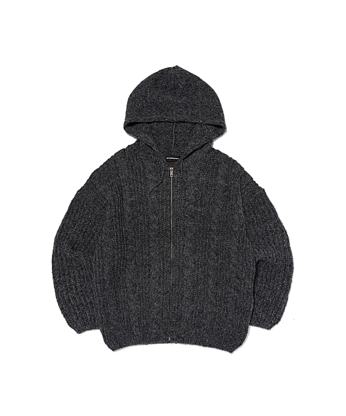 Вязаный худи на молнии Cable Weight (Charcoal)