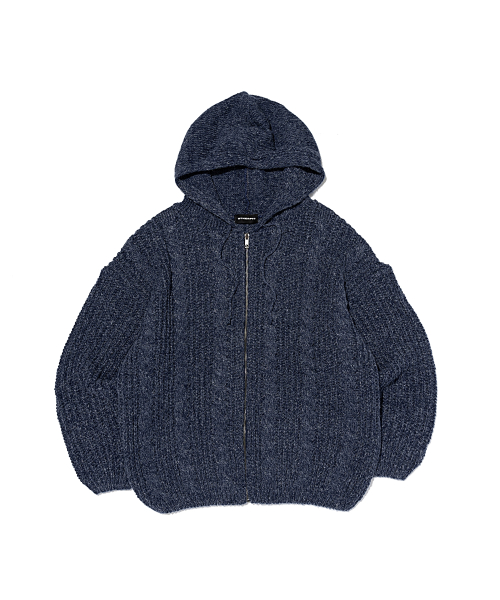 Вязаный худи на молнии Cable Weight (Navy)
