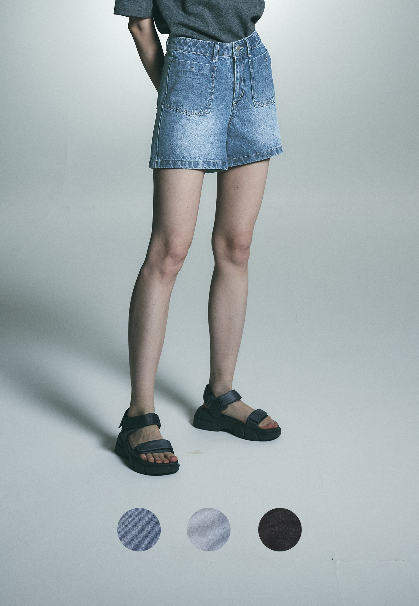 RA405 Front Pocket короткий деним брюки