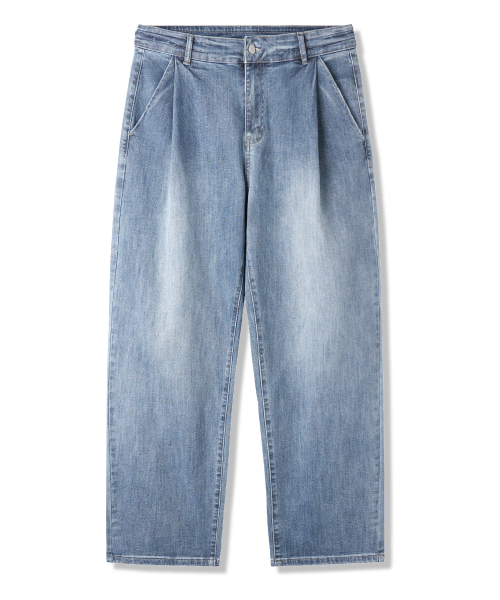 Джинсы tapered с кожаной нашивкой BK8926_Blue