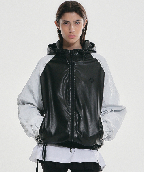 RAGLAN HOODY кожа JUMPER_BLACK белый