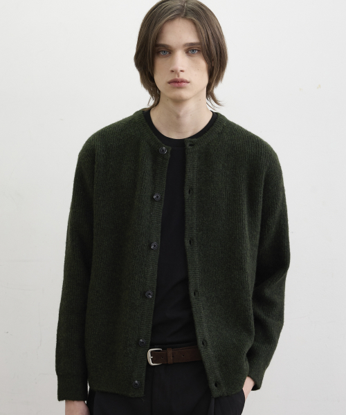 Кардиган с U-образным вырезом, меланжевый мягкий, Deep Khaki